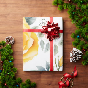 Regalo Elegantes rosas amarillas y papel de envolvimiento