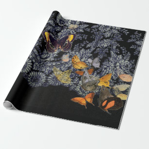 Regalo ENVASE EL PATRÓN DE LACE NEGRO DE papel CON MARIPO