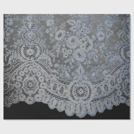 Regalo ENVASE Papel NEGRO Y BLUES DISEÑO DE LACE ANTIGUO