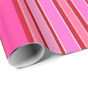 Regalo Envolver rayas rojas y rosadas de papel