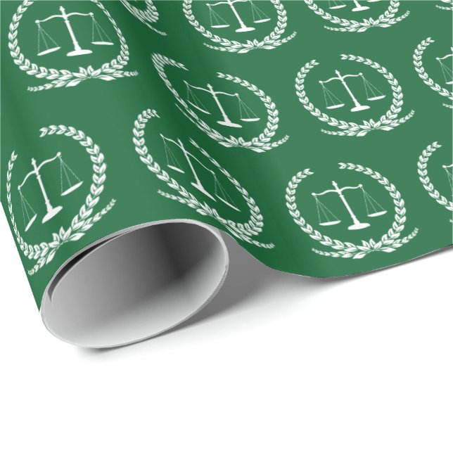 Regalo Escalas de justicia | Papel verde evergreen (Esquina del rollo)