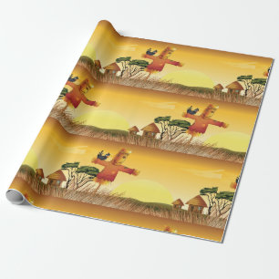 Regalo Espantapájaros En Papel De Envoltura De Granja