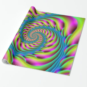 Regalo Espiral de papel envuelto en turquesa rosa y amari