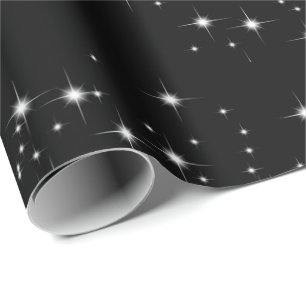 Regalo Estrellas blancas sobre papel de envolver negro