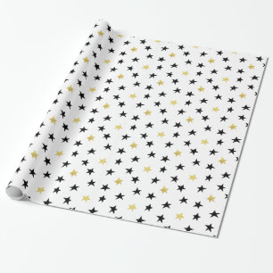 Regalo Estrellas de juego - Papel de envolver negro y oro