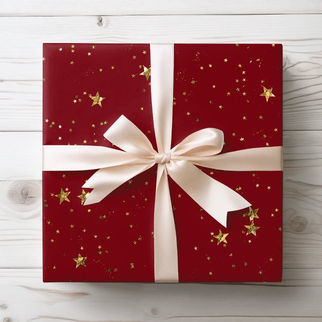 Regalo Estrellas rojas y doradas | Papel de ajuste celest (Subido por el creador)
