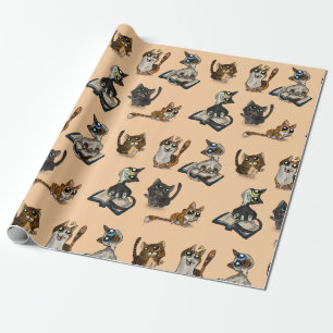 Regalo Estudio útil en gatos papel de envolvimiento amari