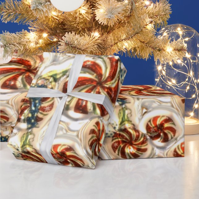 Regalo Faux Metallic Candy Pattern Papel de envoltura bri (Vacaciones)