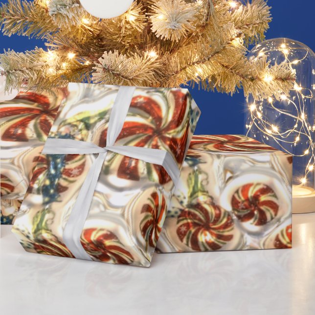 Regalo Faux Metallic Candy Pattern Papel de envoltura bri (Vacaciones)