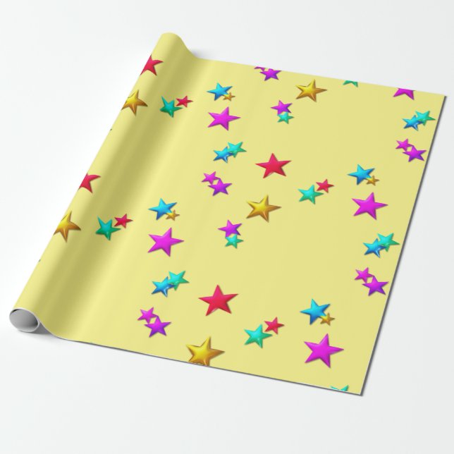 Regalo Felices Estrellas de Papel de Envoltura de Cumplea (Desenrollado)