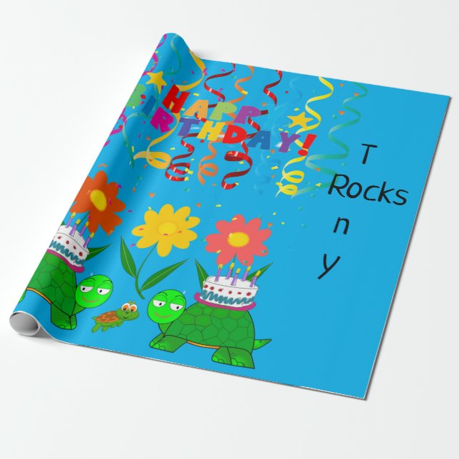 Regalo Felices tortugas de papel de cumpleaños (Desenrollado)