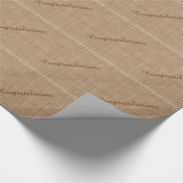 Regalo Felicitaciones, papel de envolvimiento de burlap r (Esquina)