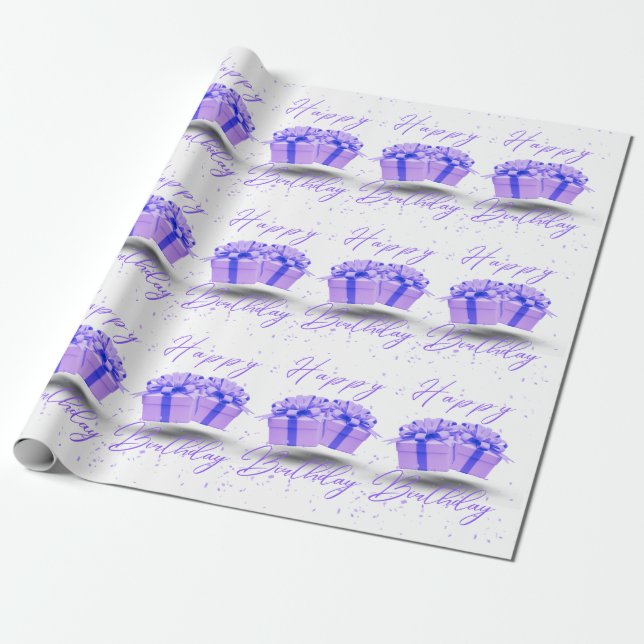 Regalo Feliz cumpleaños Bonito Papel de envolvimiento mor (Desenrollado)