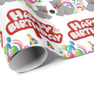 Regalo Feliz cumpleaños envolver gatos de papel