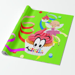Regalo Feliz cumpleaños envolvimiento de papel de hadas