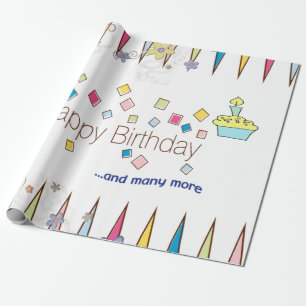 Regalo Feliz cumpleaños envuelto papel de diversión paste
