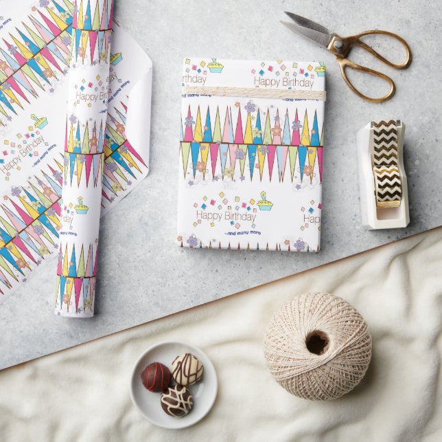 Regalo Feliz cumpleaños envuelto papel de diversión paste (Artesanía)