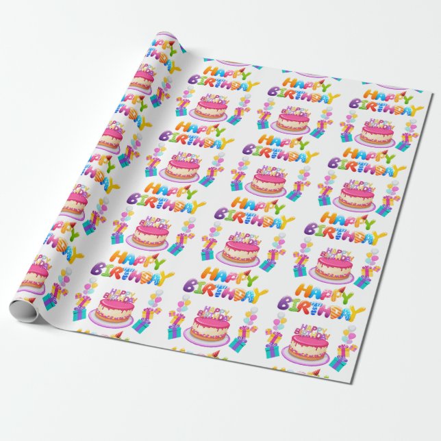 Regalo Feliz cumpleaños Fiesta Confetti Papel de ajuste (Desenrollado)