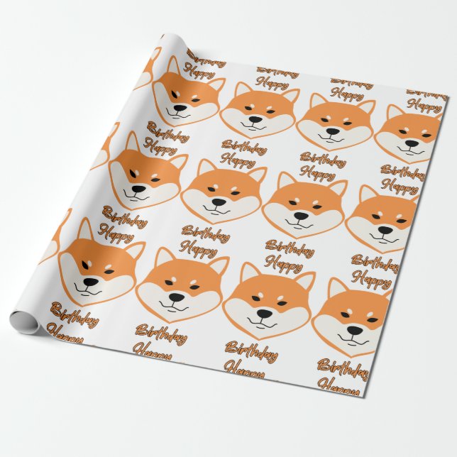 Regalo Feliz cumpleaños Shiba Inu Papel de ajuste origina (Desenrollado)