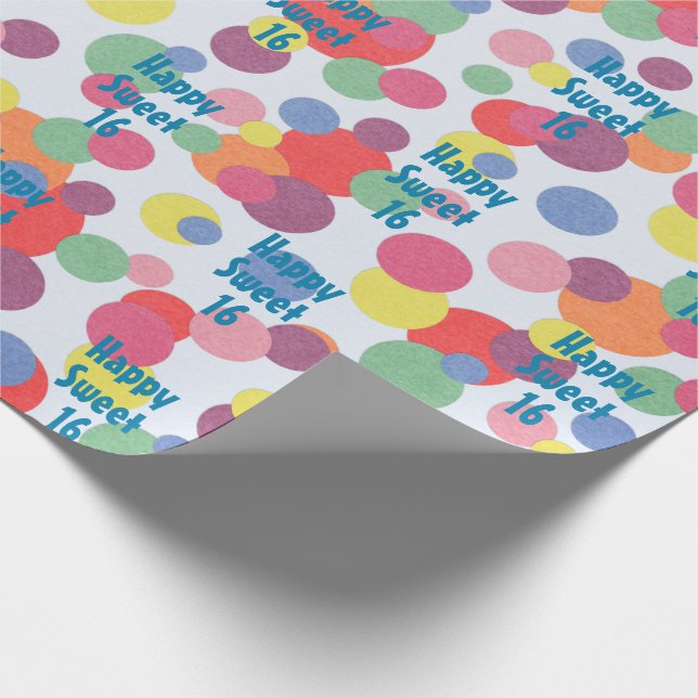 Regalo Feliz dulce 16 Papel de ajuste de cumpleaños (Esquina)