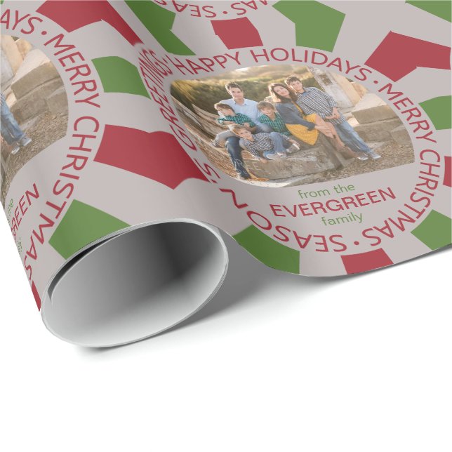 Regalo Feliz feriado personalizado foto y papel de envolt (Esquina del rollo)