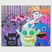 FELIZ MONSTER DIVERTIDO COLORIDO Papel de envolvim