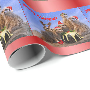Regalo Feliz papel de embalaje de Meerkats - navidad