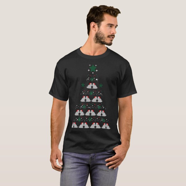 Regalo feo ruso del suéter del gato azul del árbol (Anverso completo)
