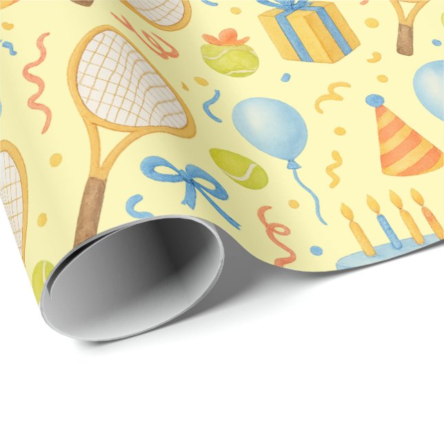 Regalo Fiesta de cumpleaños de tenis para papel de jugado (Esquina del rollo)
