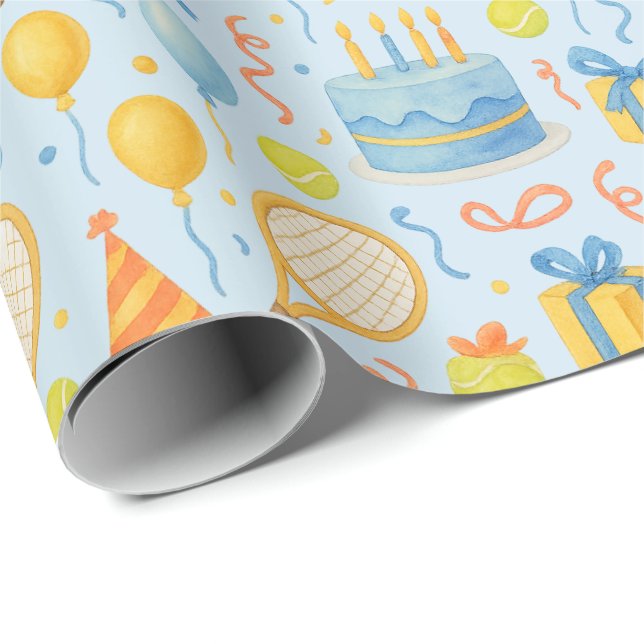 Regalo Fiesta de cumpleaños de tenis para papel de jugado (Esquina del rollo)