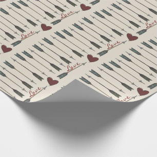 Regalo Flechas y papel de embalaje del amor del corazón