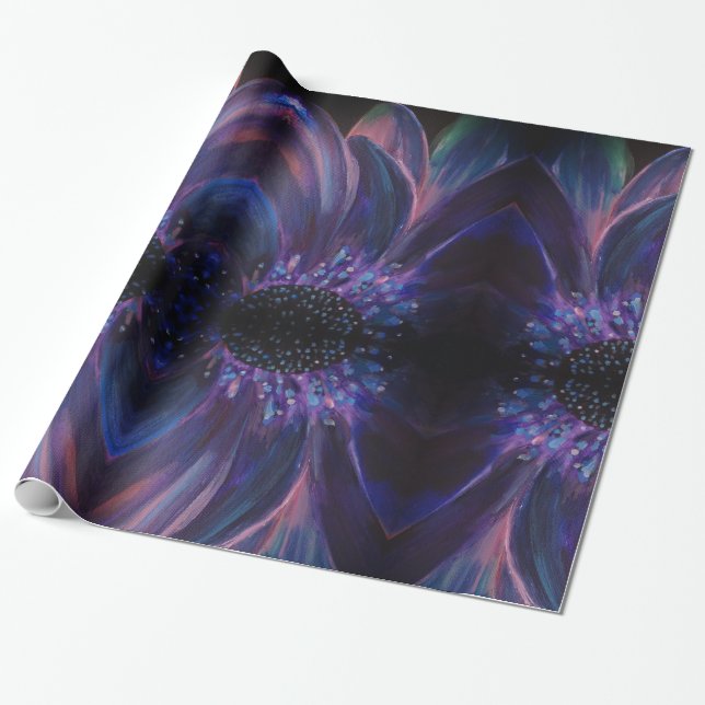 Regalo Flor morada deja papel de envolvimiento de arte (Desenrollado)