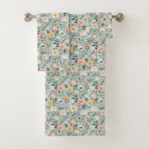 Regalo floral de cottage core azul blanco rosa mel