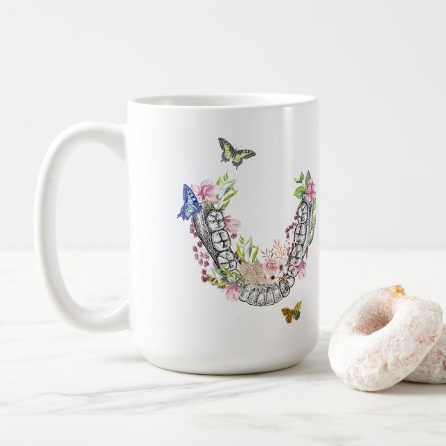 Regalo floral de la taza de la anatomía dental (Con donut)