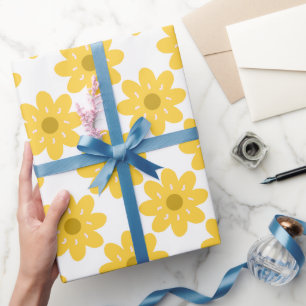 Regalo Flores amarillas papel de envoltura retro floral