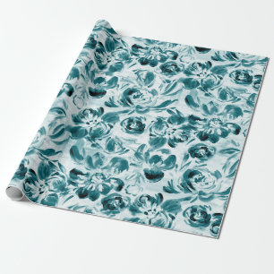 Regalo Flores blancas pintadas en papel envolvente de agu