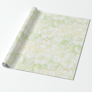 Regalo Flores blancas pintadas sobre papel de envoltura f