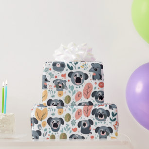 Regalo Flores cortas árboles de koalas Papel envuelto