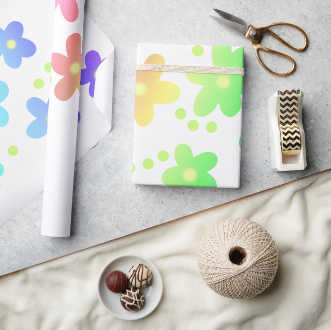 Regalo Flores de arcoiris caprichosas envueltas en papel (Artesanía)