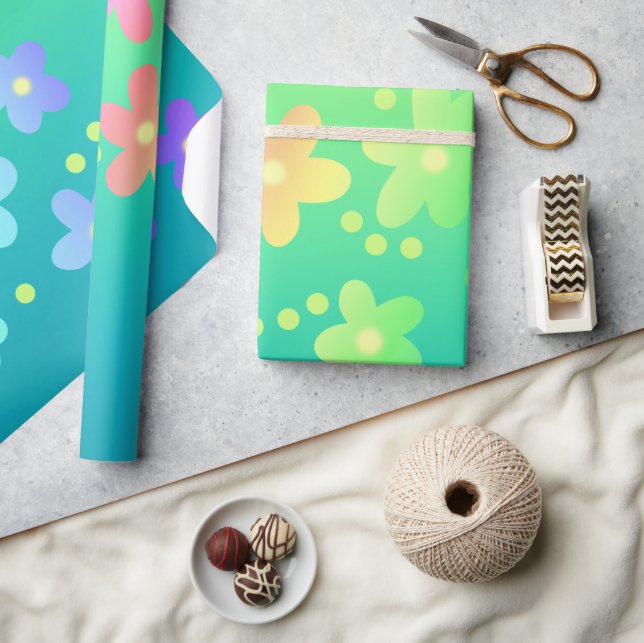 Regalo Flores de arcoiris caprichosas envueltas en papel (Artesanía)