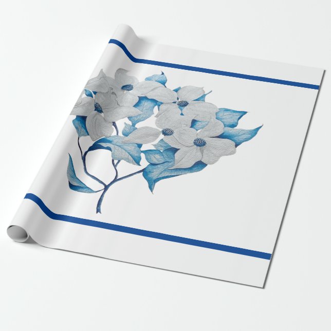 Regalo Flores de dogwood sobre papel de envolver (Desenrollado)