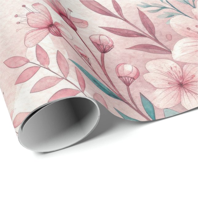 Regalo Flores Delicadas Rosadas Rollo de Papel Acondicion (Esquina del rollo)