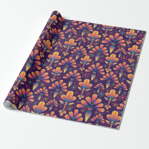 Regalo flores en papel de envoltura en flor