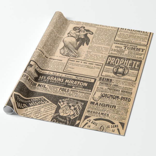 Regalo Fondo de papel usado. Páginas de periódicos antigu (Desenrollado)