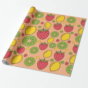 Regalo Fresa, limón y kiwi fondo de papel tapiz
