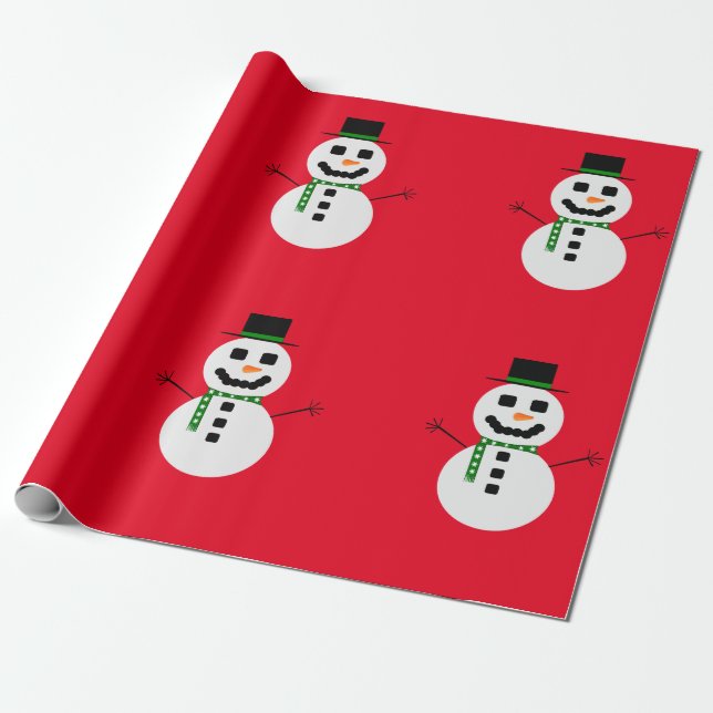 Regalo Frosty el papel de envolver rojo de Snowman (Desenrollado)