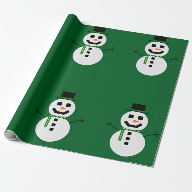 Regalo Frosty el papel verde del hombre de nieve (Desenrollado)