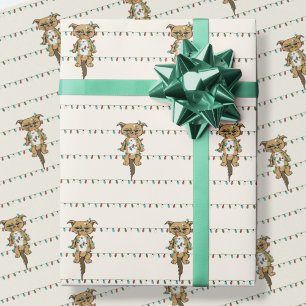 Regalo Funny Cat Navidades enredadas ilumina papel de env
