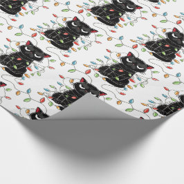Regalo Funny Navidades de gato negro ilumina papel de env