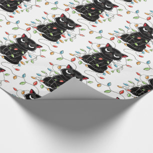 Regalo Funny Navidades de gato negro ilumina papel de env